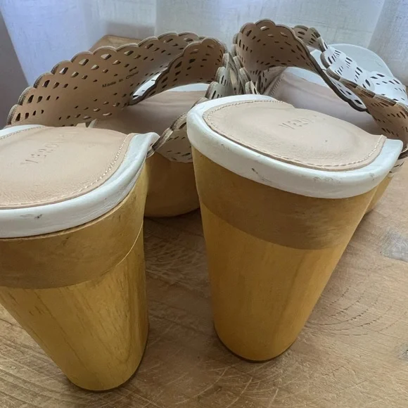 Veronica Beard Gaynor Platform Leather Sandals In White Size 8 New - Picture 11 of 13